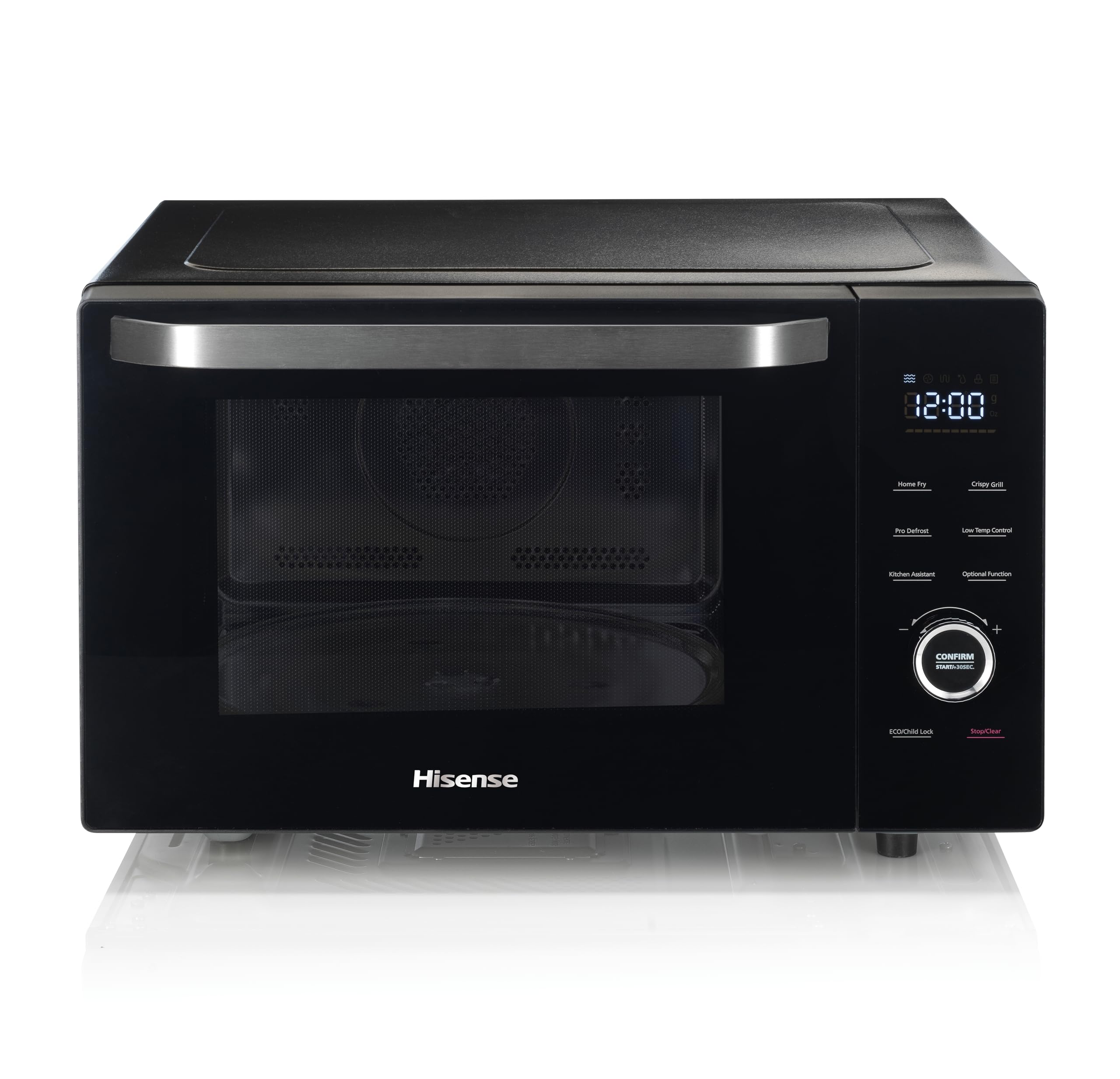 Hisense H30MOBS10HC Horno Microondas 4 en 1 Combo con grill, Airfry, y convección, 1000 W/2400 W/2400 W, 30 Litros, 10 programas, Limpieza con vapor, Color Negro