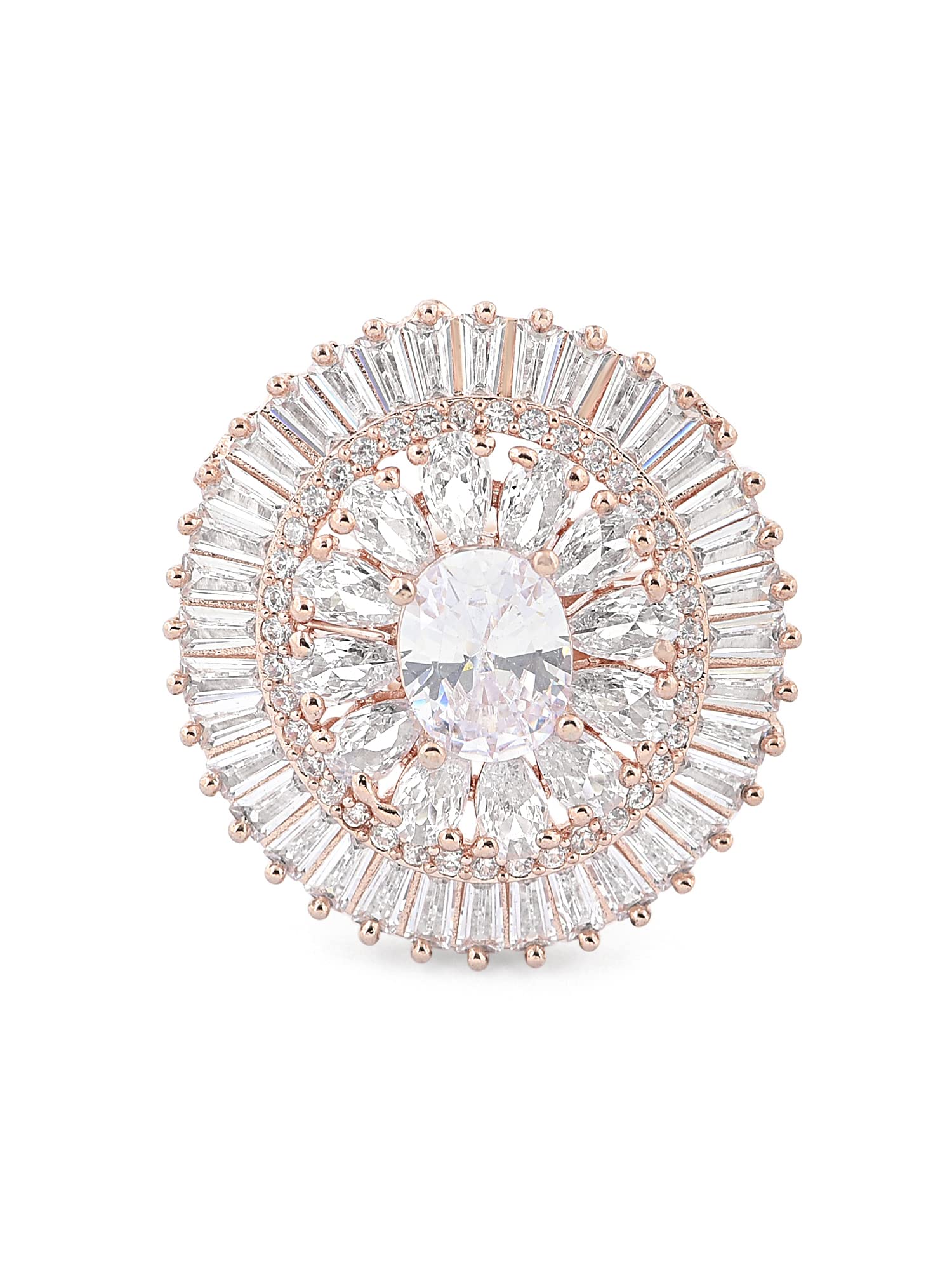 ZAVERI PEARLS Rose Gold Dazzling Cubic Zirconia Party Bling Statement Brass Adjustable Finger Ring For Women-ZPFK16101 (B0C4HDTG9R) Amazon Price History, Amazon Price Tracker