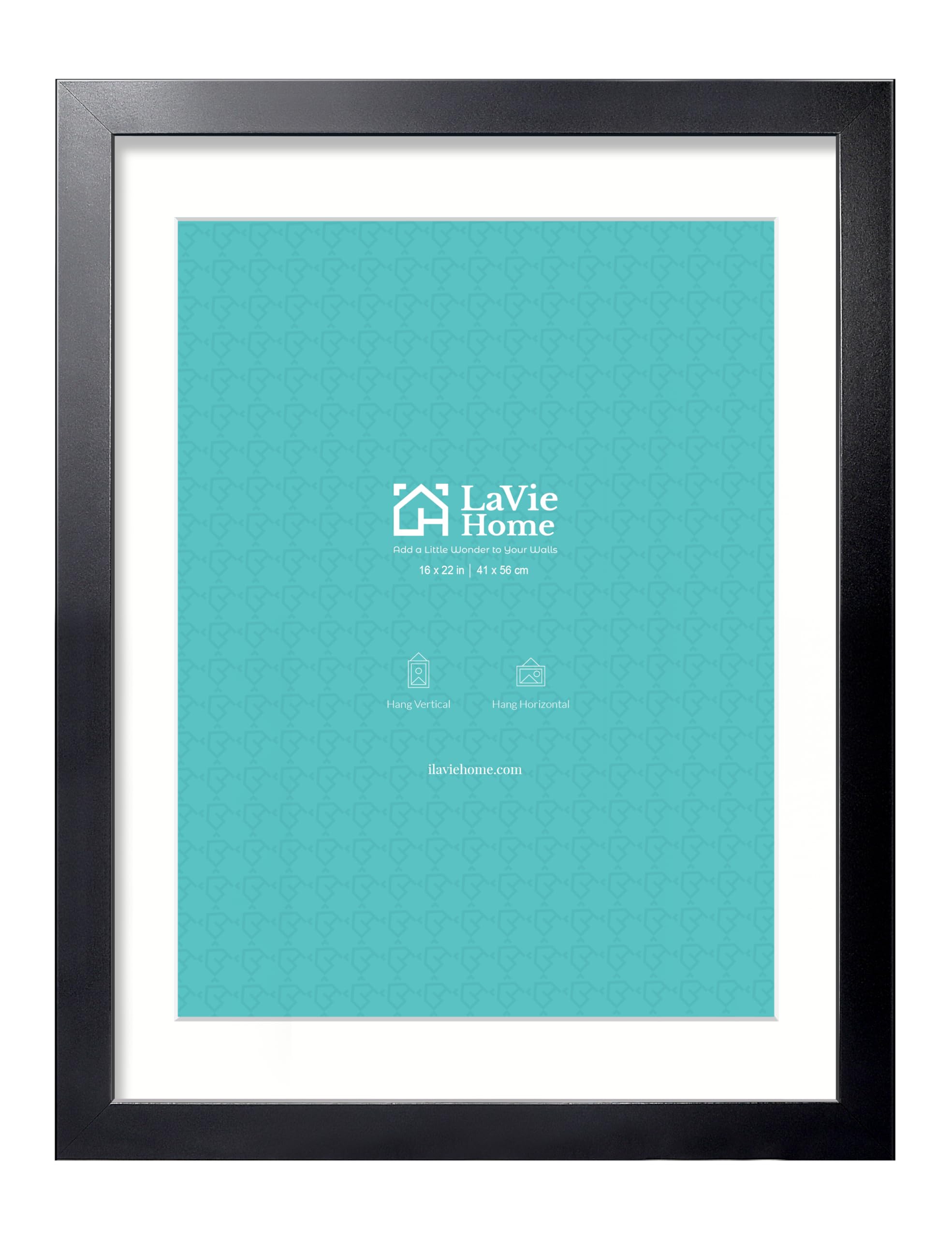 LaVie Home 16 x 22 Picture Frame Black Poster Frame,Display Pictures 12x18 with Mat or 16x22 Without Mat, Stable and Sturdy Frame and Polished Plexiglass, Horizontal and Vertical Format of The Walls