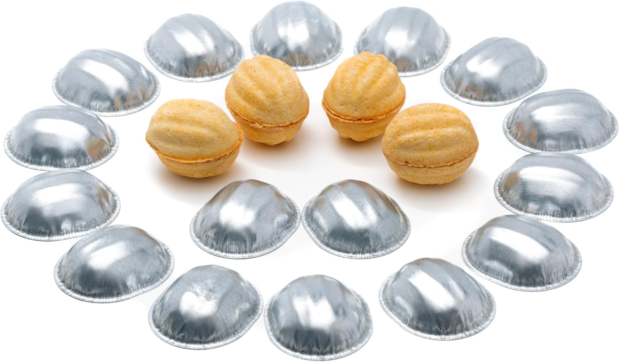 Walnut Cookie Mold for Baking - Pastry Oreshki Mold 24 Pcs - Oreshki Maker Mini Metal Mold - Pastry Cookie Nutletss Set - Non-Stick Cookie Form for Sweet Nuts, 1.97"x1.77"