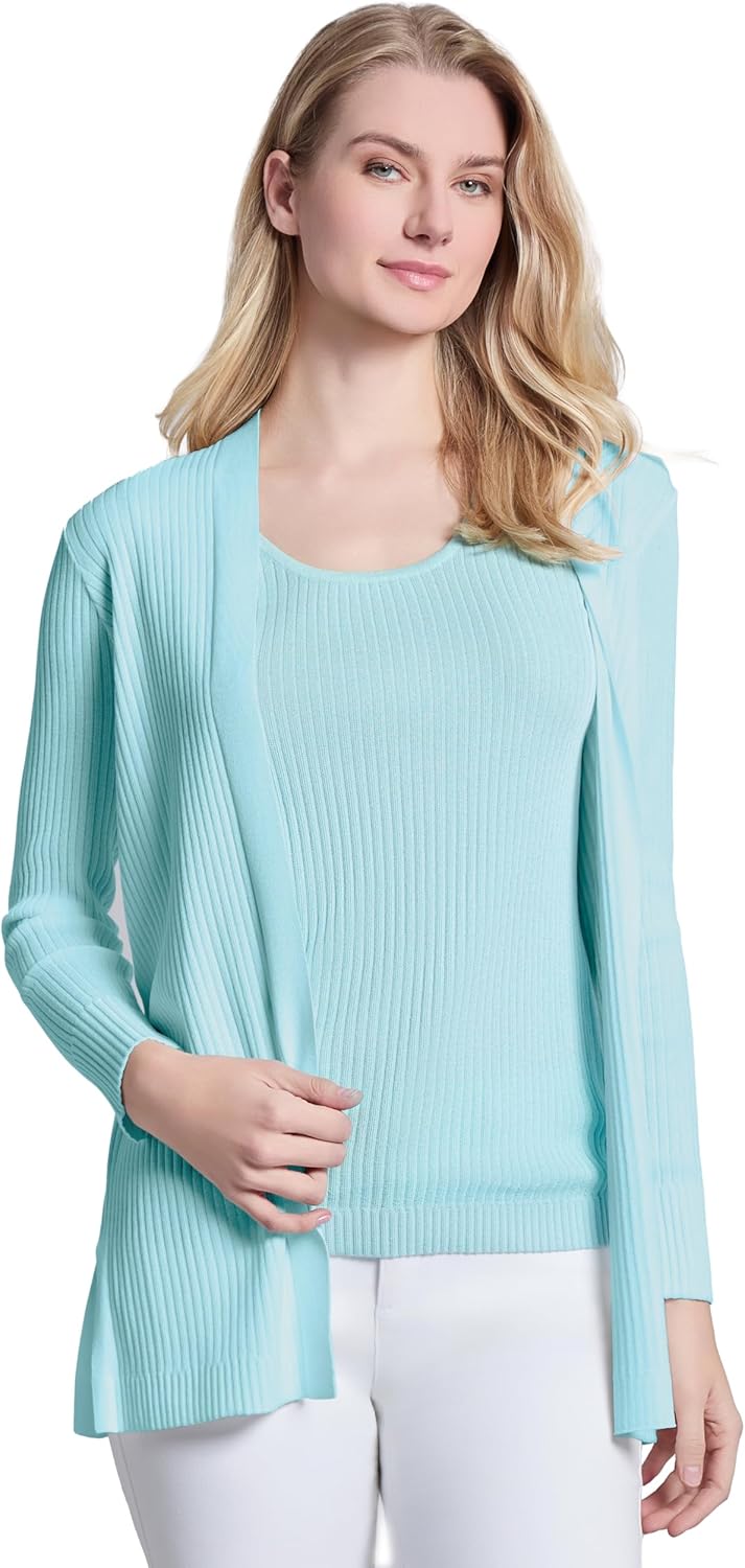 Jones New York Women's Long Sleeve Cardigan with Side Slits