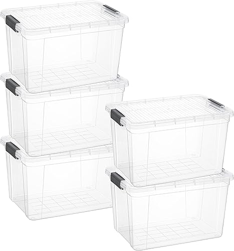 Miniatura 50 de Superio Cajas de almacenamiento transparentes con tapas, contenedores de plástico de 2.5 cuartos de galón para organizar, cajas apilables, sin BPA,
