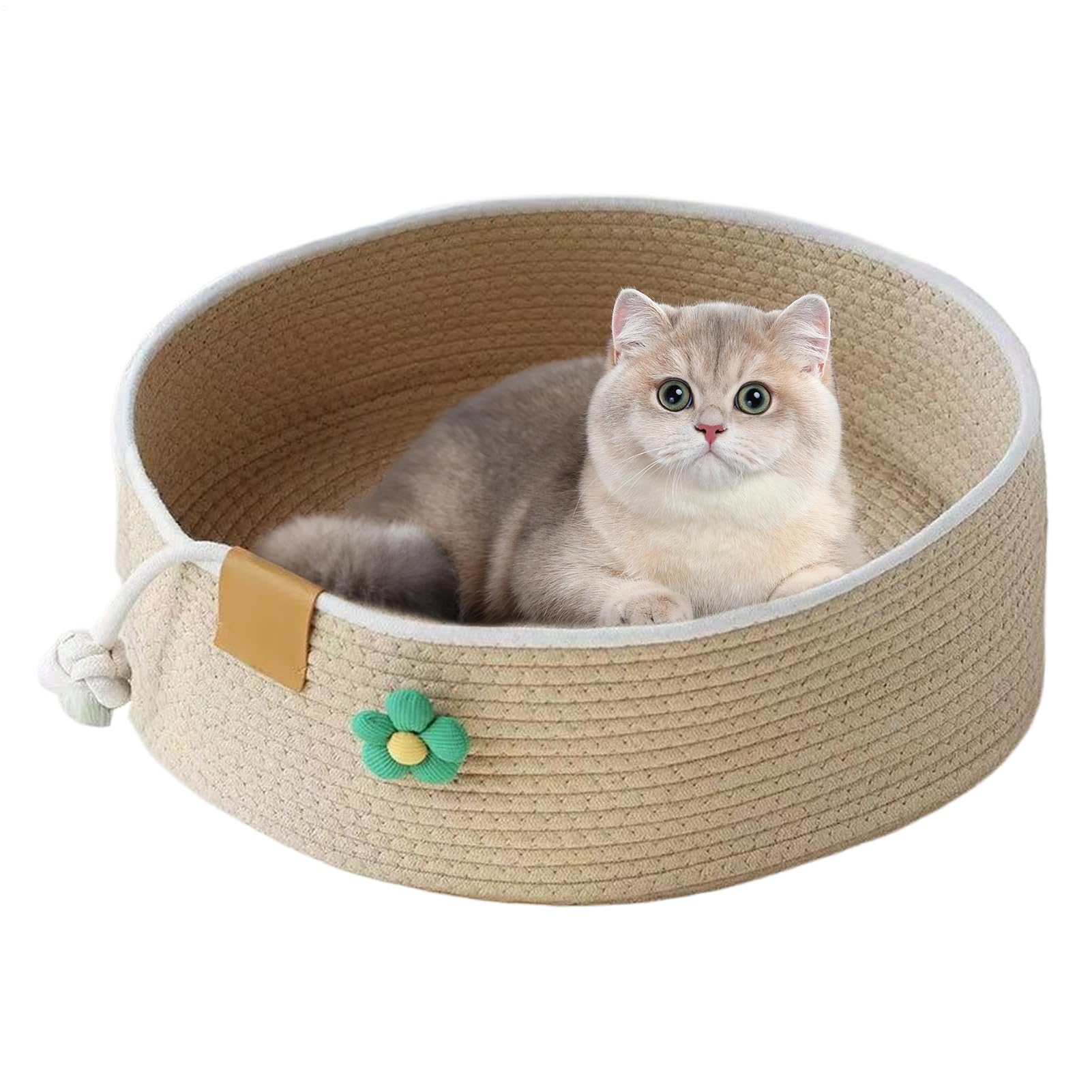 Panier pour chat haut de gamme grand nid tressé avec maison griffoir