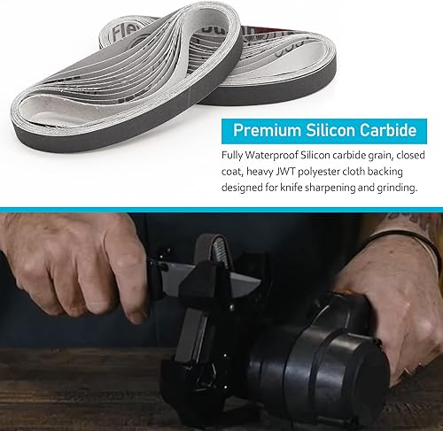 Miniatura 4 de Kit de correas de repuesto para afilador de cuchillos de 12" x 12", 400 correas de lija de grano medio para afilador de cuchillos original y