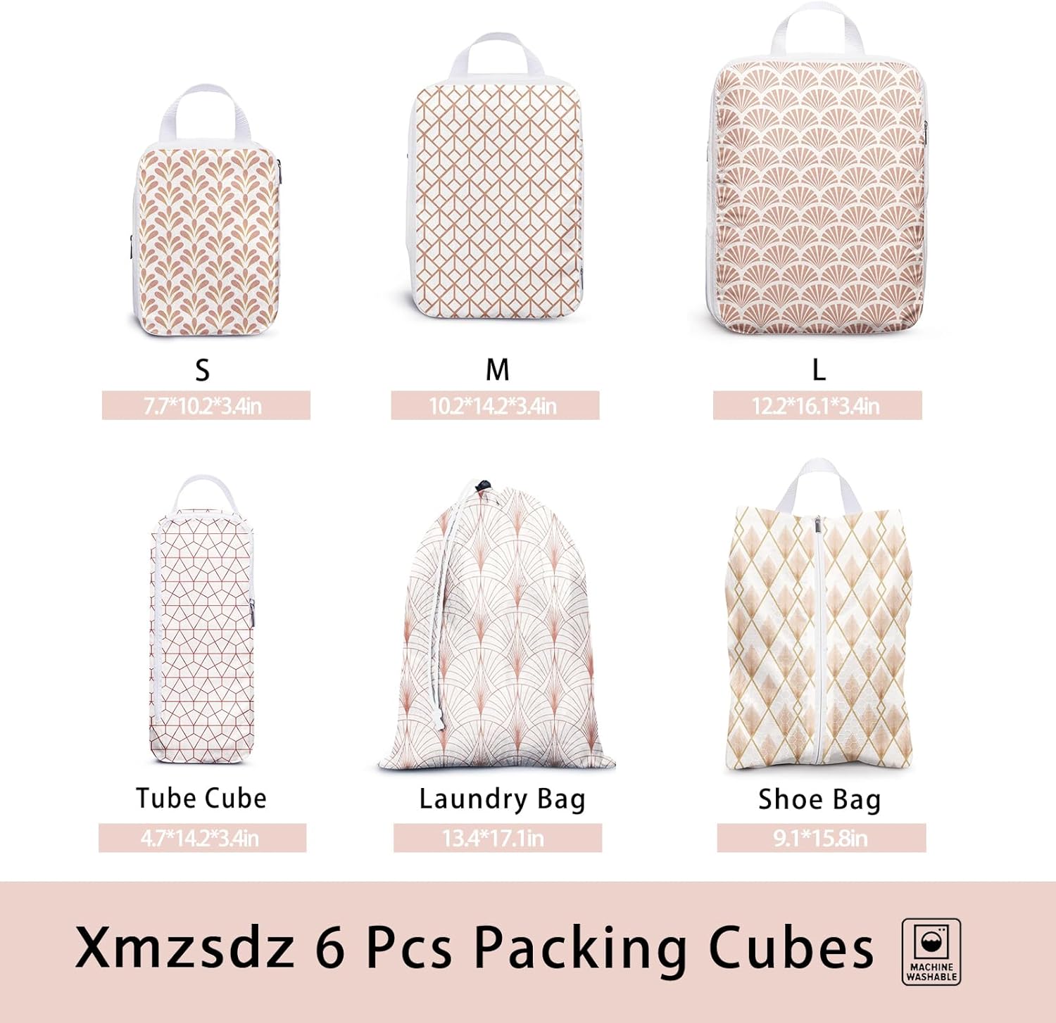 6 Pcs Compression Packing Cubes, Packing Cubes for Travel, Waterproof Luggage Organizer Bags Set, Cute Packaging Cubes for Women Kids Backpack Carry-Ons - Image 3