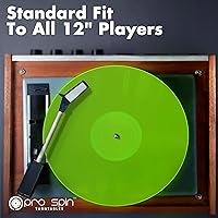 Vista 5 de PRO SPIN Green Glow Tapete Acrílico para Tocadiscos - Alfombrilla Deslizante del Plato para Tocadiscos de Discos de Vinilo Vintage de 12" - Cubierta