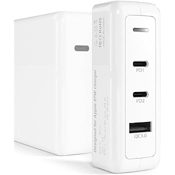 Bawanfa 87W USB-C PD電源アダプター用 電力変換器 MacBook Pro ACアダプタ専用 充電器 変換アダプター 1 to 3 拡張 60W PD*2 + 18W QC 3.0ポート増設 端子拡張 変換器