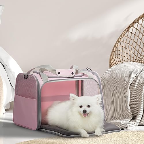 Vista 66 de PETSFIT Transportador de mascotas, transportador de perros aprobado por aerolíneas, plegable de lados suaves, aprobado por la TSA para gatos Azul