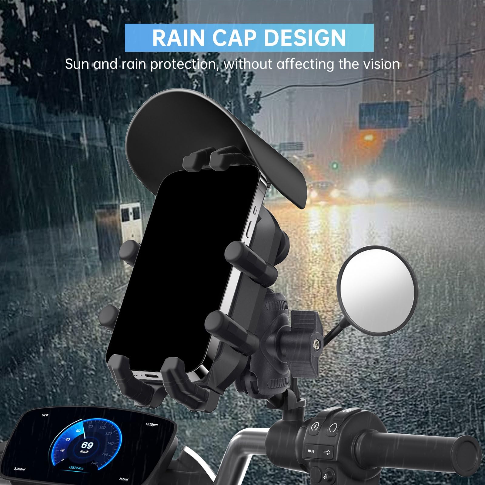 Support de téléphone universel anti-choc pour guidon de moto avec rotation à 360° et libération rapide réglable