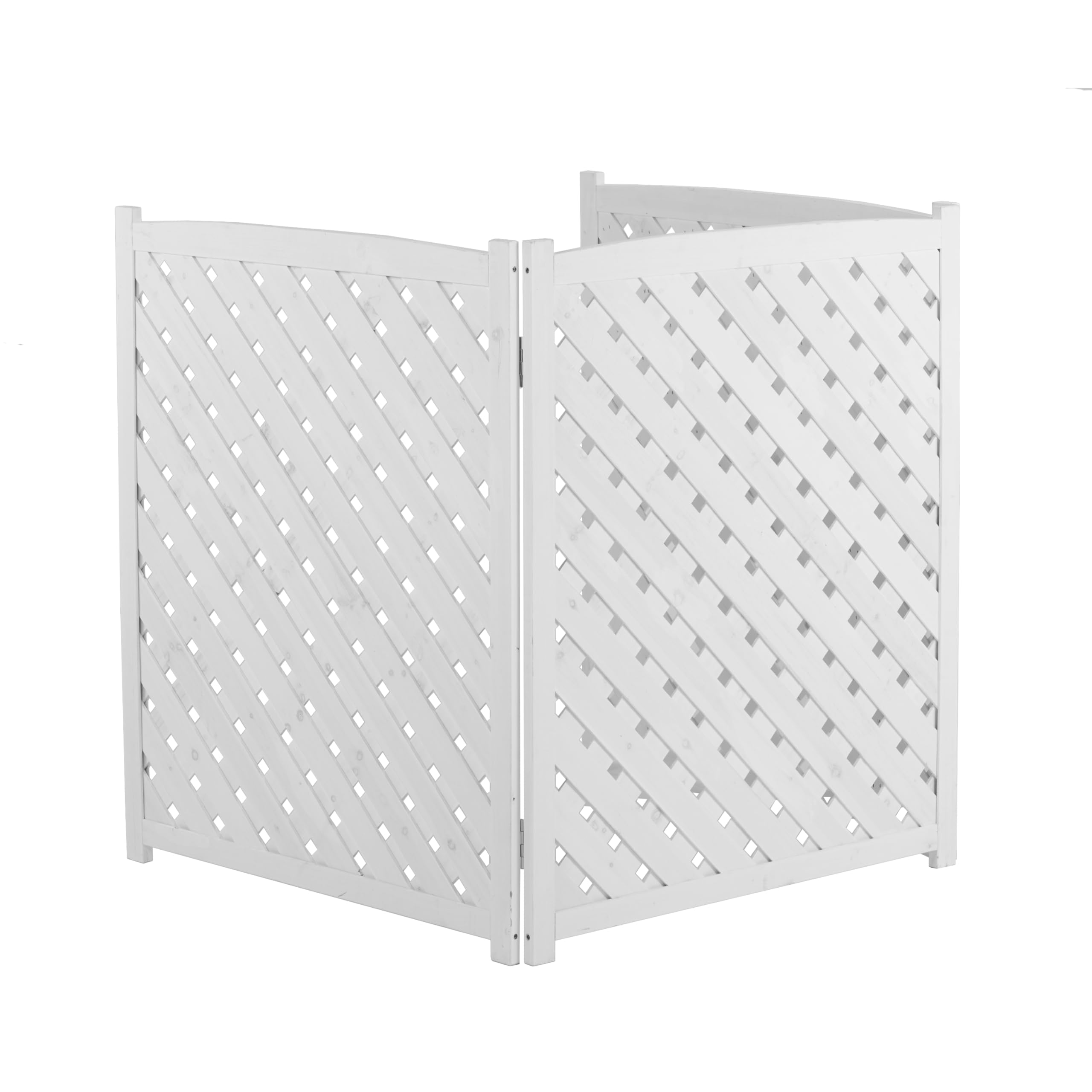 3-Panel Outdoor Air Conditioner Fence Screen, Wood Privacy Lattice Enclosure, 32” L x 32" W x 38" H (White)