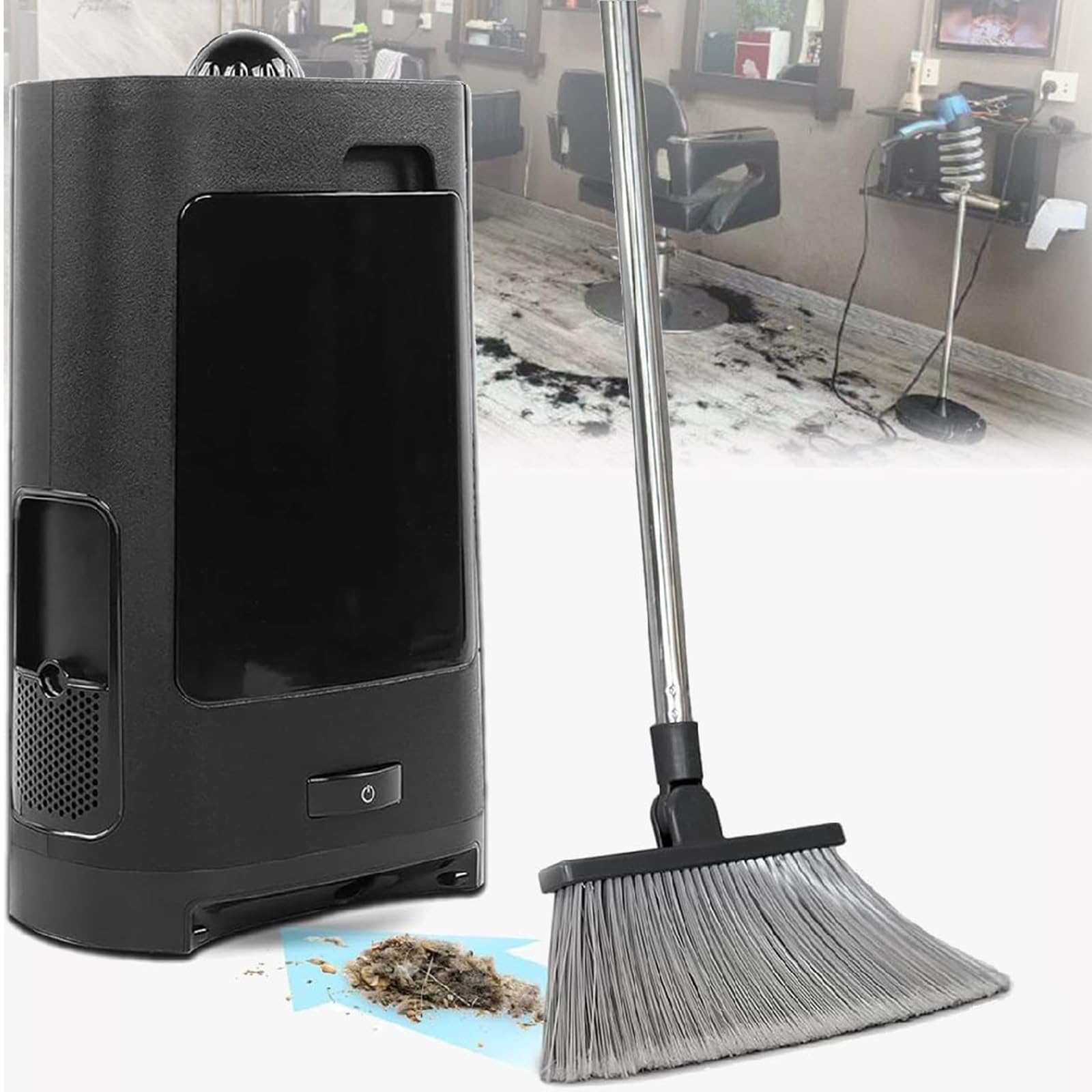 Touchless Vacuum Automatic Dustpan, Canister Vacuum with Automatic Sensors, 2.7L Large Dust Box, Barbershop Electric Trash Can for Sweeping Salon Pet Hair Food Dirt