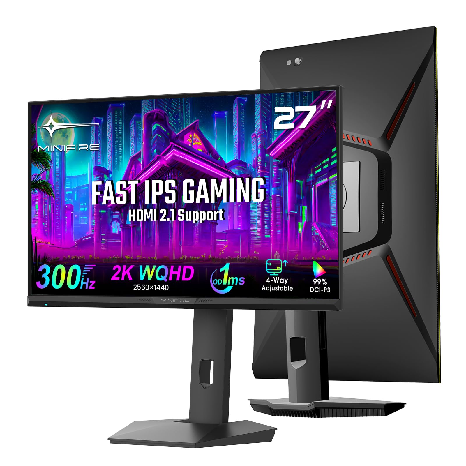 Minifire 27 inch QHD 300 Hz Gaming Monitor 2K 2560 x 1440 1440P