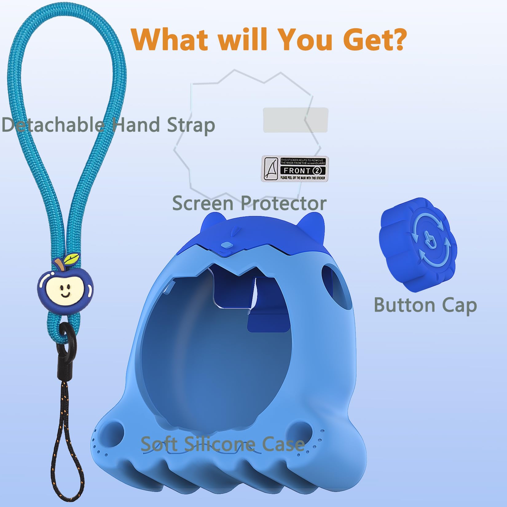 RAWECUD Protective Case for Tamagotchi Paradise Electronic Pet, Silicone Cover for Tamagotchi Paradise with Screen Protector, Hand Strap and Button Cover Protector - 3