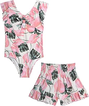 Amazon.com: Jessica Simpson Girls' Bathing Suit Set - UPF 50+ One Piece