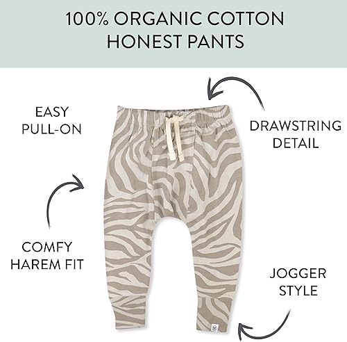 Miniatura 3 de HonestBaby Honest Pants Joggers 100% algodón orgánico para bebés y niños pequeños, niños, niñas, unisex, paquete de 2 unidades, Zanzíbar Zebra,