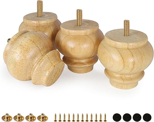 Miniatura 1 de FoDau770 Patas de madera de goma para muebles de 3 pulgadas, patas de sofá modernas de mediados de siglo, patas de sofá resistentes, patas de sofá