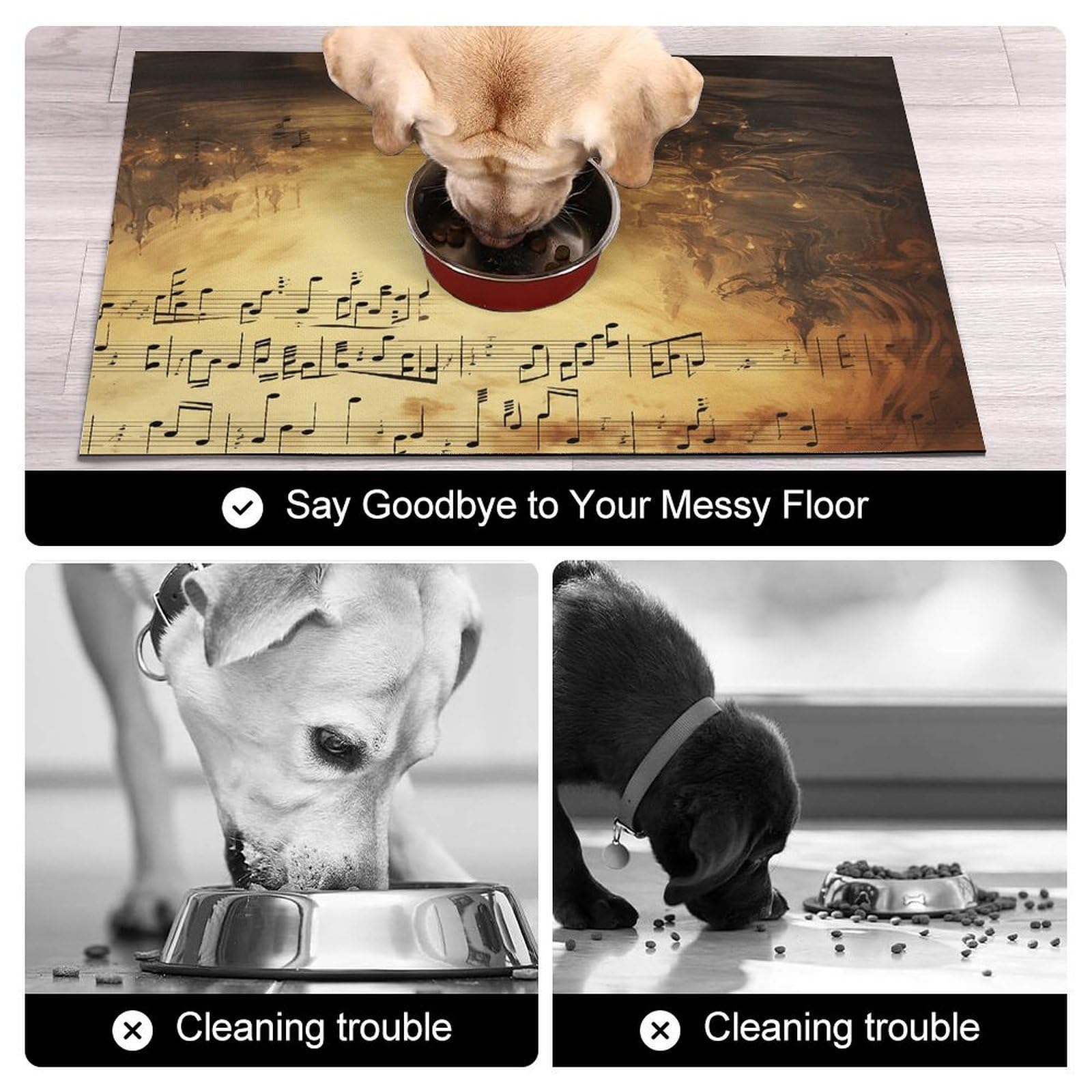 Tapis de nourriture pour chat - Tapis d'alimentation antidérapant pour chien et chat - Facile à nettoyer pour la nourriture et l'eau - 61 x 81,3 cm