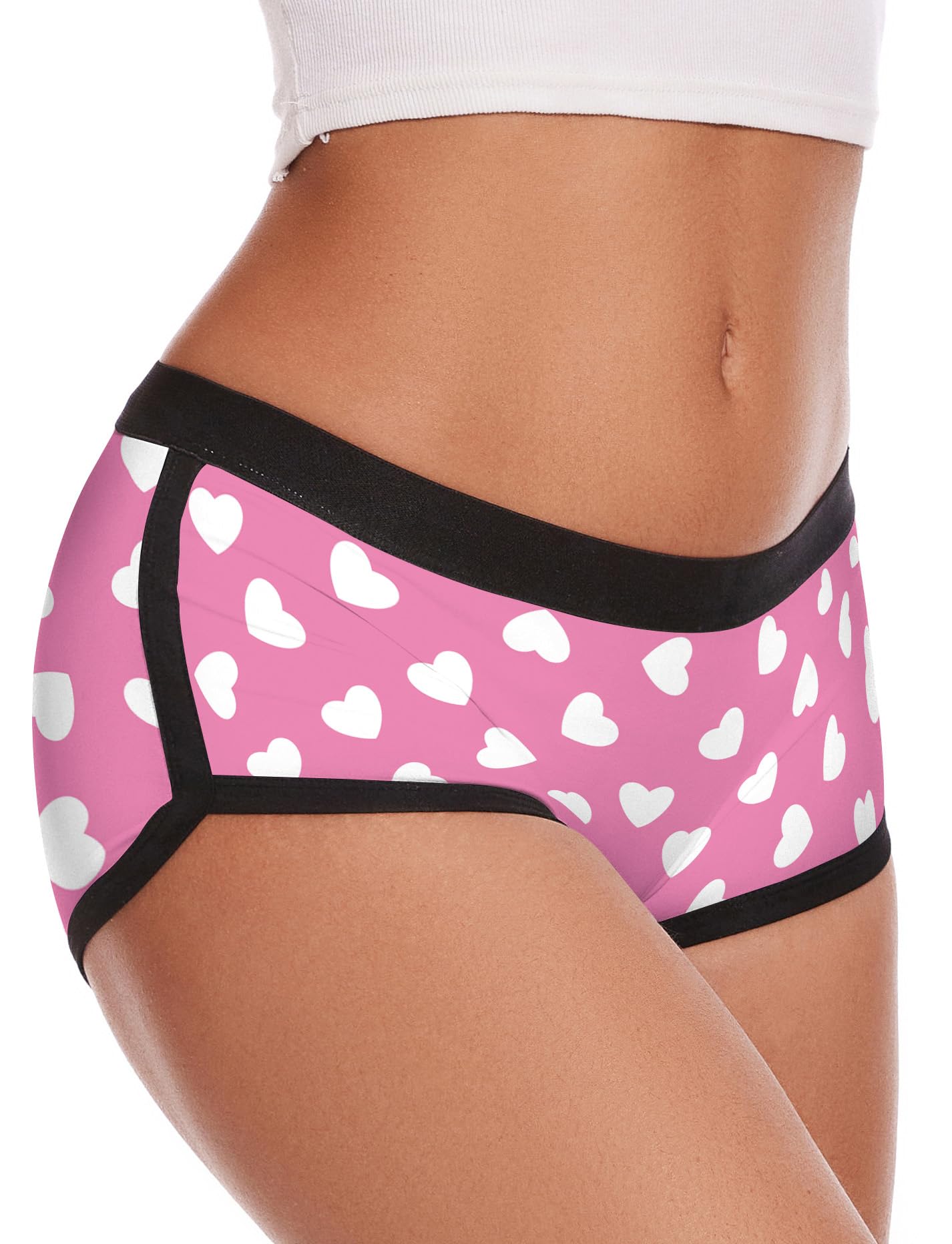 Aueyan Womens Boyshorts Panties Stretchy Boxer Briefs Novelty Lounge Sleep Shorts: Large Pink Heart