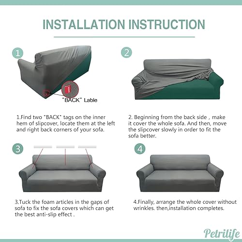 Miniatura 7 de Petrilife Funda impermeable de alta elasticidad para sofá biplaza, súper suave, lavable, protector de muebles para perros, gatos y mascotas (M,