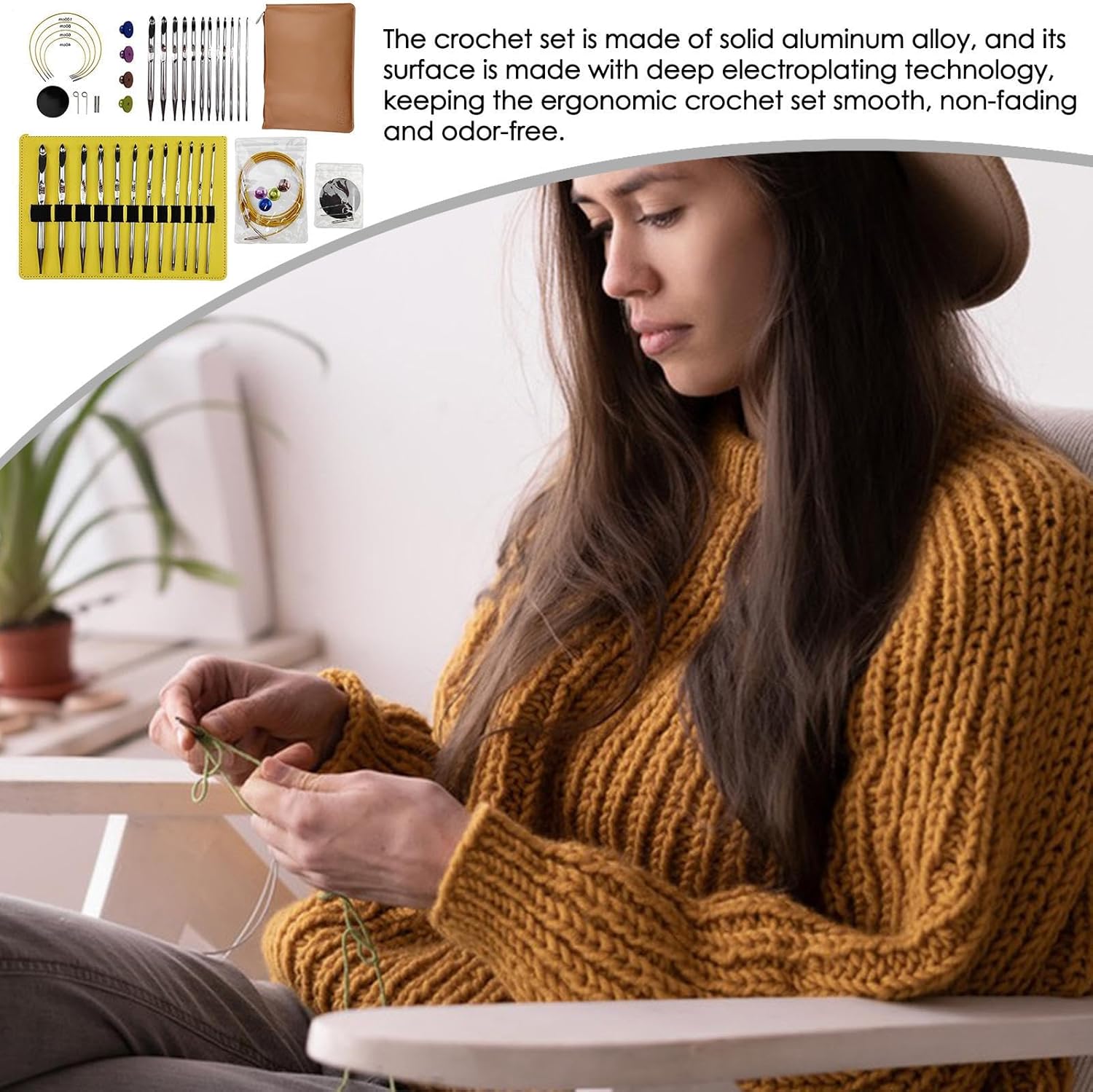 クロッシェ かぎ針 フック セット,エルゴノミック 設計 の 手芸 アクセサリー と クラフト 用品 | かぎ針セット,初心者 向け
