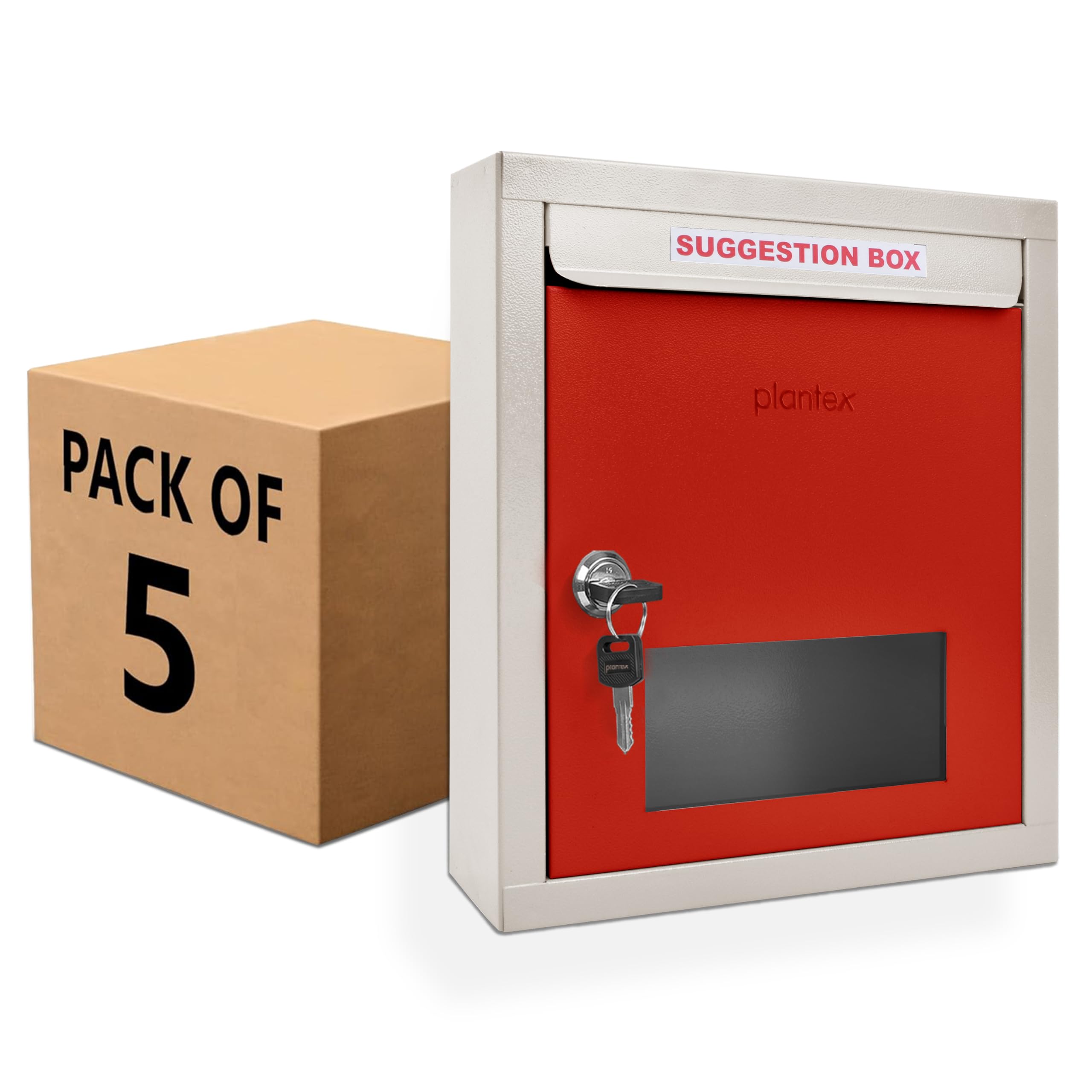 5-Pack Letter & Suggestion Boxes with Lock - Red & Ivory -1