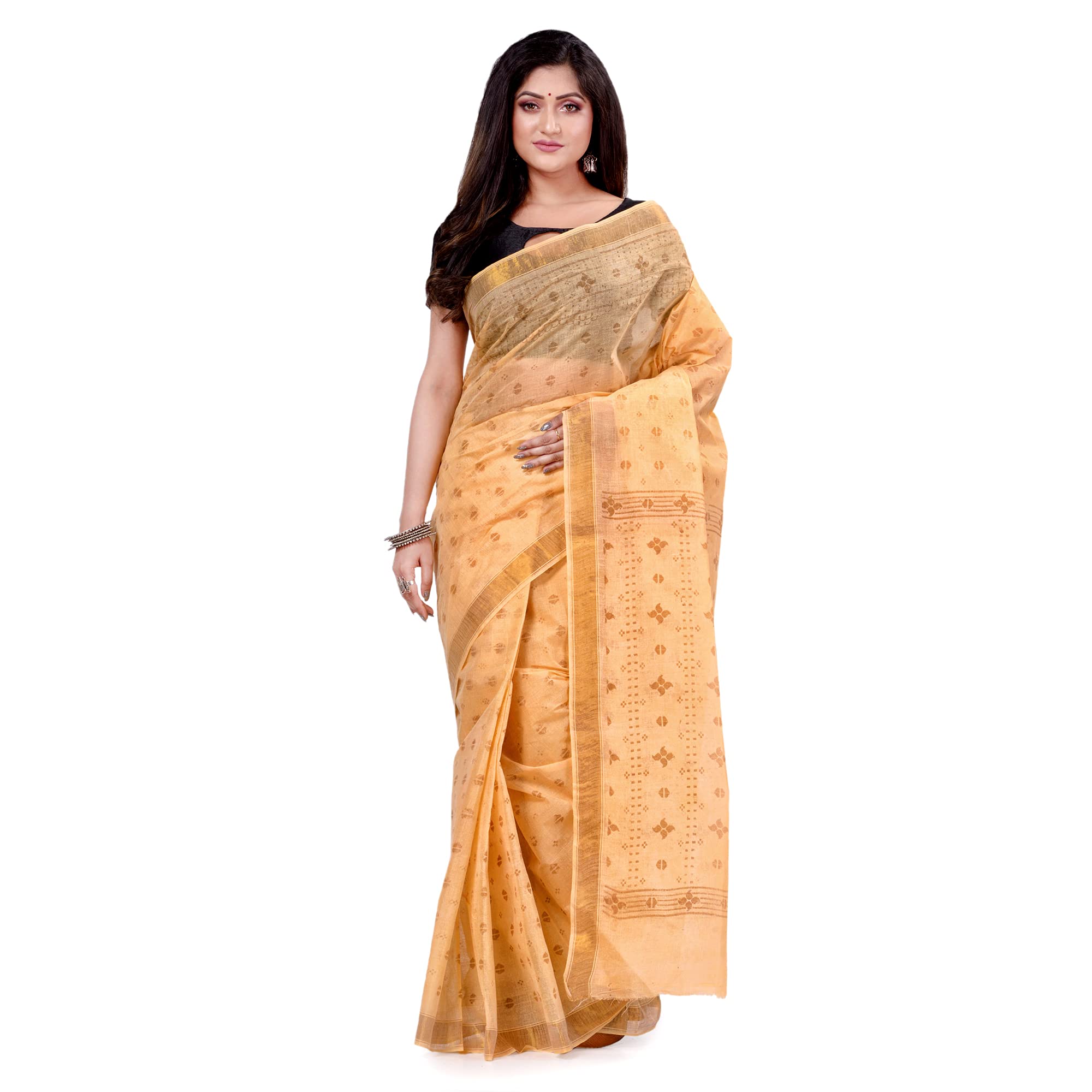 db desh bidesh Women`s Bengal Tant Kerala Print Design Pure Handloom Cotton Saree Without Blouse Piece-picture-15
