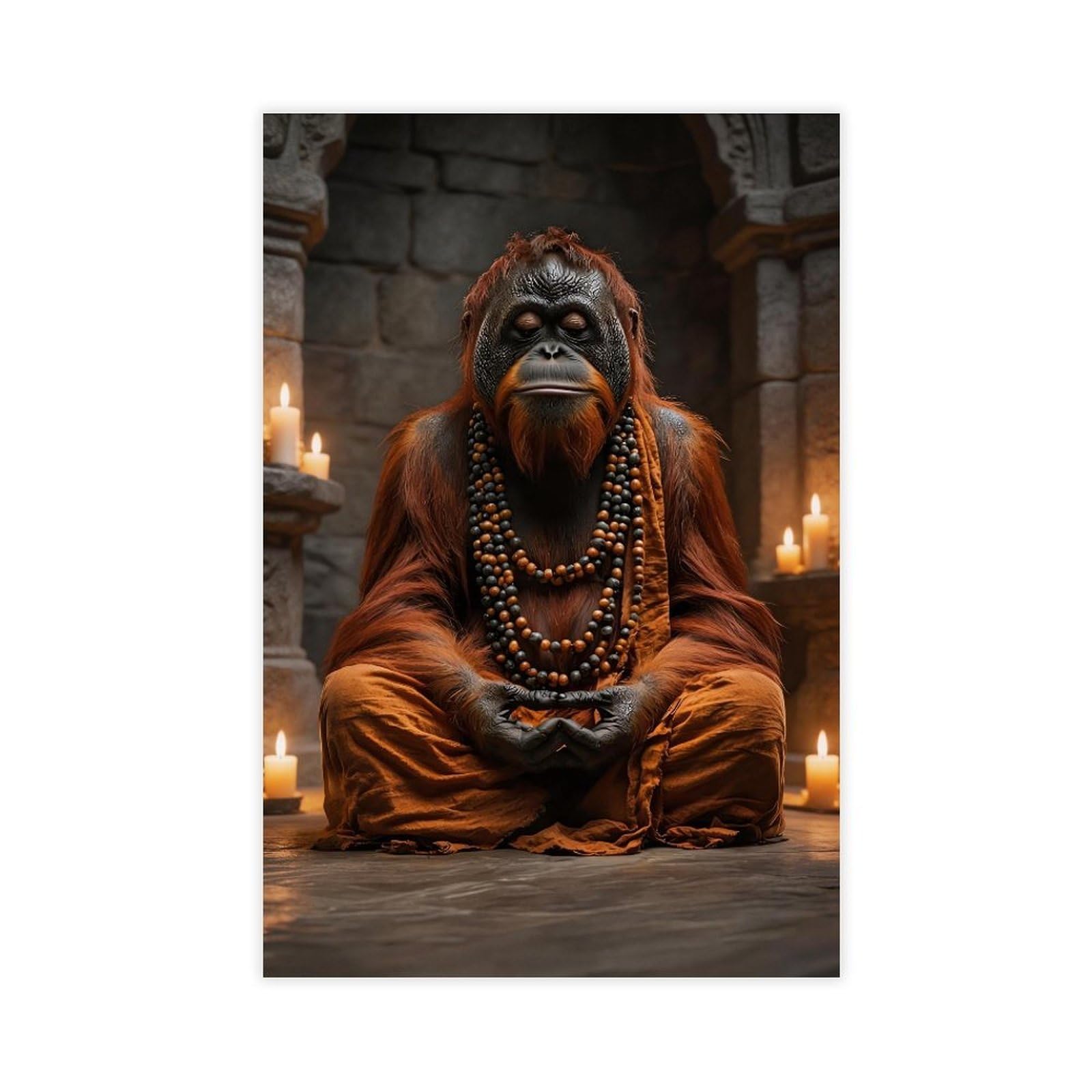 Bareronor Zen Ape Meditating Canvas Poster for Bedroom Decor Gift
