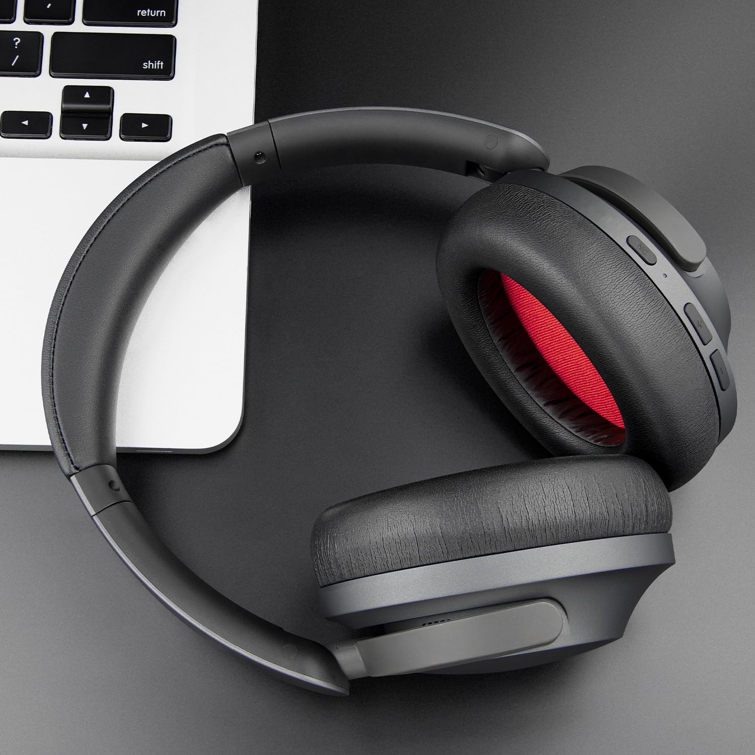 SOULWIT Earpads for 1MORE SonoFlow/SonoFlow SE/SonoFlow Pro Headphones, Ear Pads with Soft Protein Leather, Noise Isolation Foam - Black