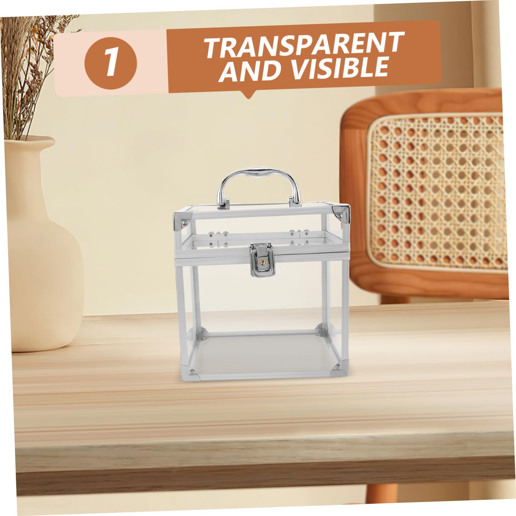 ULTECHNOVO Contenitore Acrilico per Dischi in Vinile con Manico Portatile, Scatola Grande Capacità per CD e Dvd, Organizer Raffinato per Casa e Soggiorno