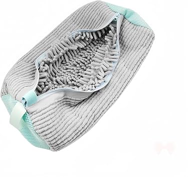 Xicennego Shoes Wash Bag Built in Zipper, Laundry Bags for Shoes with Soft Chenille Fabric, Large Blue Shoes Washing Machine Bag 16 X 7, Grey, XZ8206-Grey