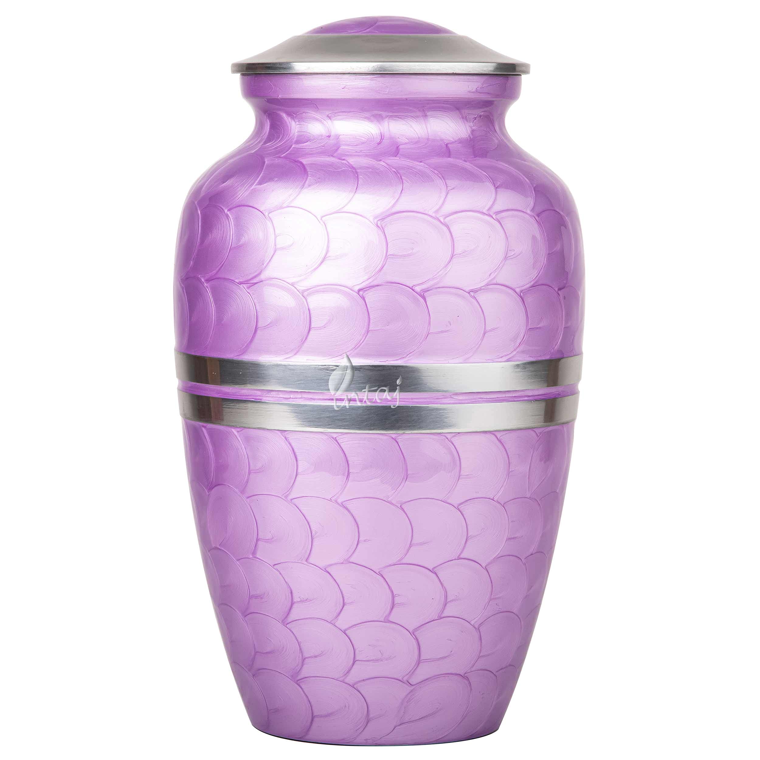 INTAJ Handcrafted Cremation Urn For Human Ashes - Large Adult Funeral Urn With Pewter Finish, Holds Up To 250 Lbs, 11"H X 6"Dia