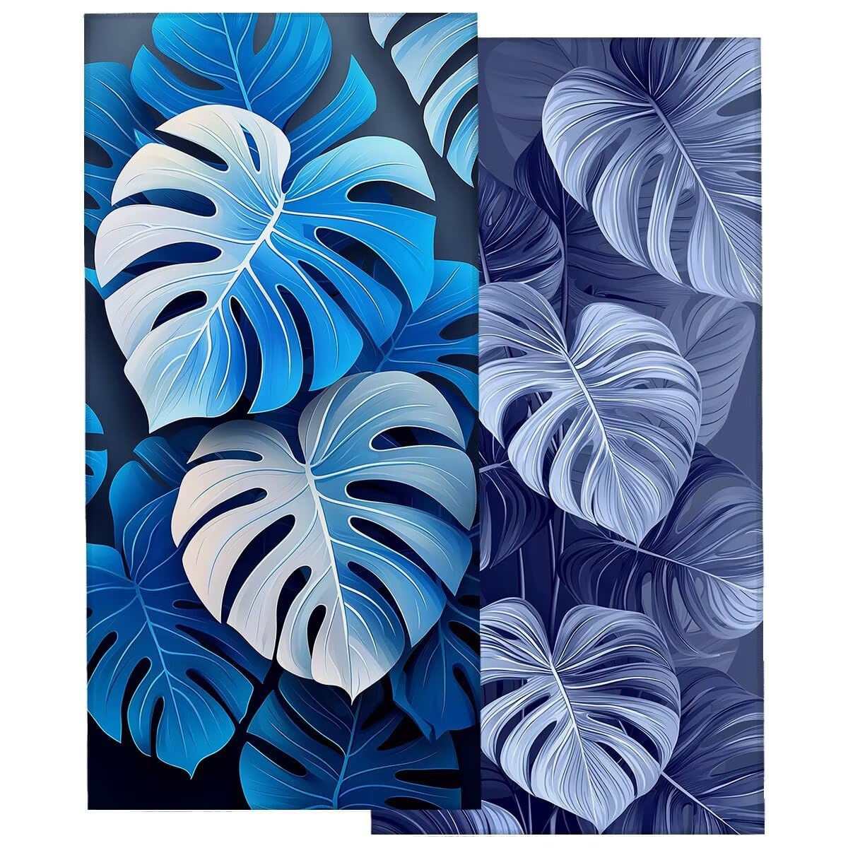 Telo Mare Microfibra, Telo Mare Grande 90x200cm 2 Pezzi, Asciugamano Palestra Donna Asciugatura Rapida, Antisabbia Asciugamano Microfibra, Leggero Asciugamani Palestra, Regalo (Foglie di palma) -4338