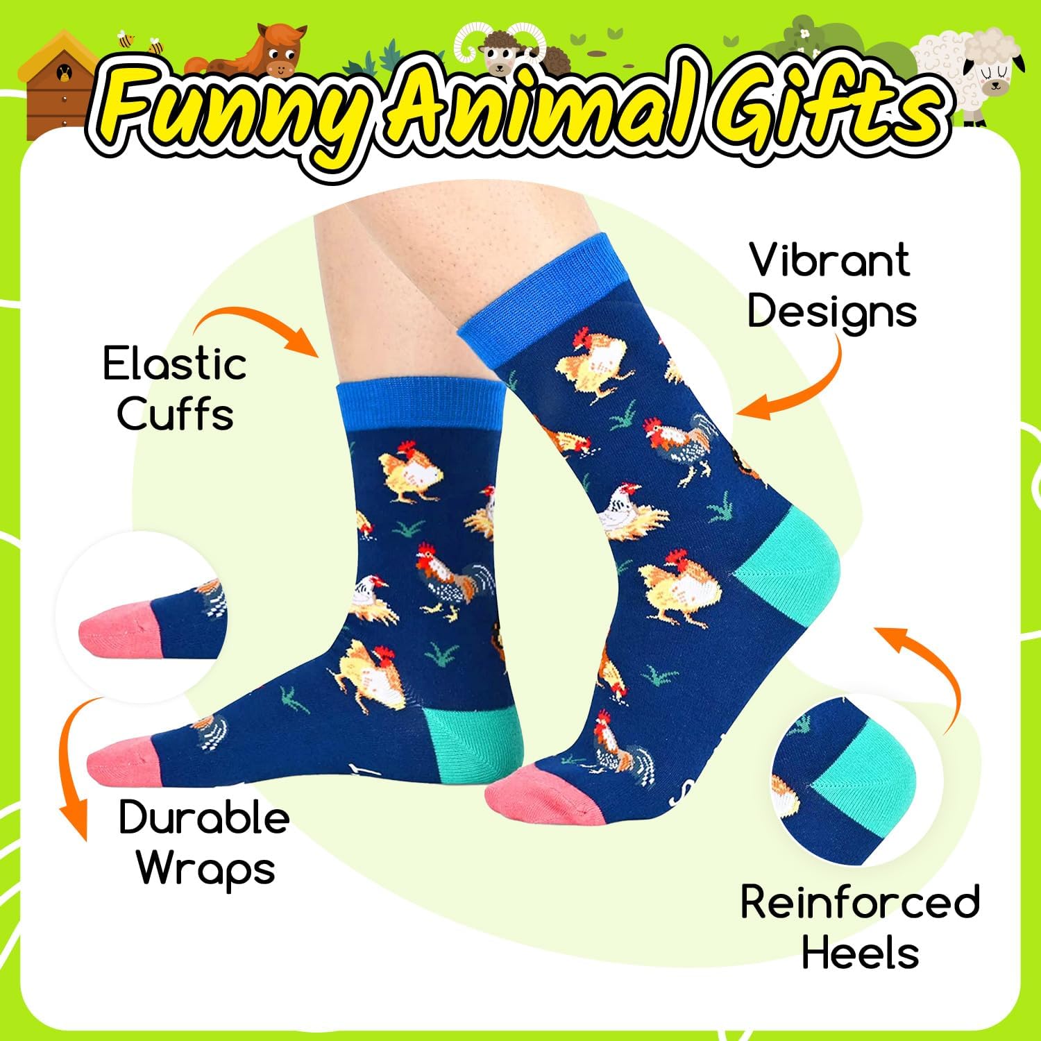 Zmart Funny Animal Socks for Adult - Chicken Cow Rubber Duck Gifts for Teen Girls Boys - Image 4