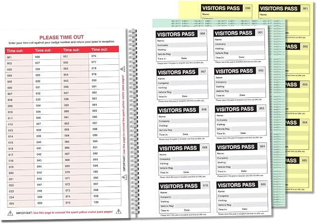 GDPR Compliant Business Visitor Refill Book with 100 90 x 60mm Visitor Badge Inserts