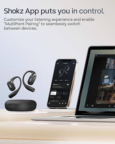 Miniatura 9 de SHOKZ Nuevos auriculares OpenFit 2+ de oreja abierta, habilitados para Dolby Audio, cómodos auriculares con ganchos suaves para los oídos, tiempo