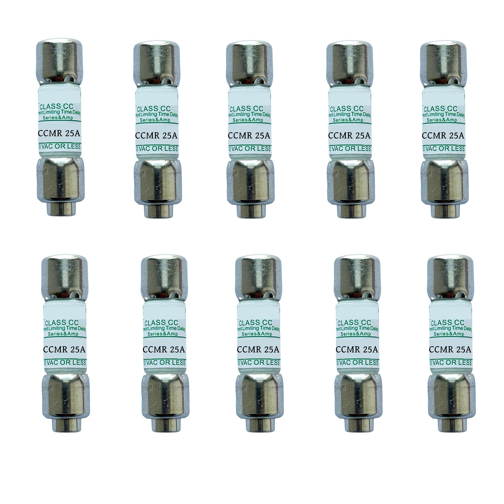 10-Pack New CCMR-25 CCMR 25A CCMR025 CCMR-25A 600Vac Time Delay Fuse,CCMR-25A Current Limiting Class CC Rejection Cartridge Fuses