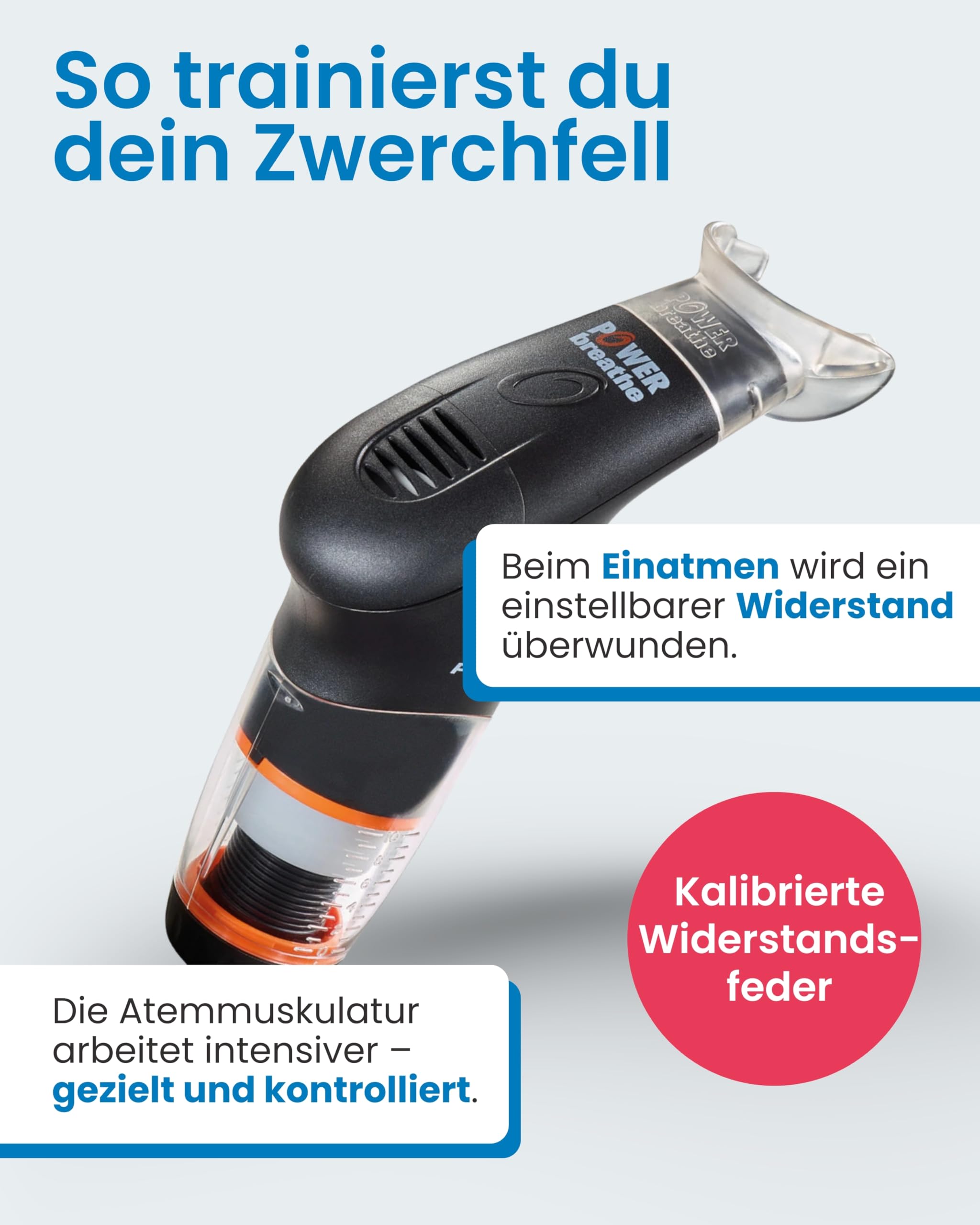 POWERBREATHE Plus I Leichter Widerstand I Atemtrainer zur Stärkung der Atemmuskulatur I Inspirationsmuskeltrainer mit 11 Stufen I Atemtrainingsgerät für Atemübungen I Special Edition
