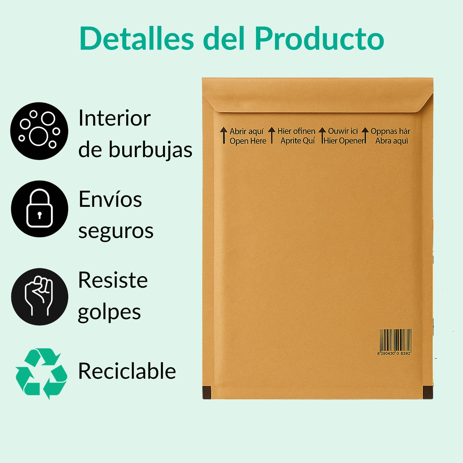 Sobres Acolchados Resistentes con Burbujas Envuelve y Protege. Sobres para Envíos. Sobres Acolchados para Envíos (Marrón Kraft, 26,5x18 cm, 10 Sobres)