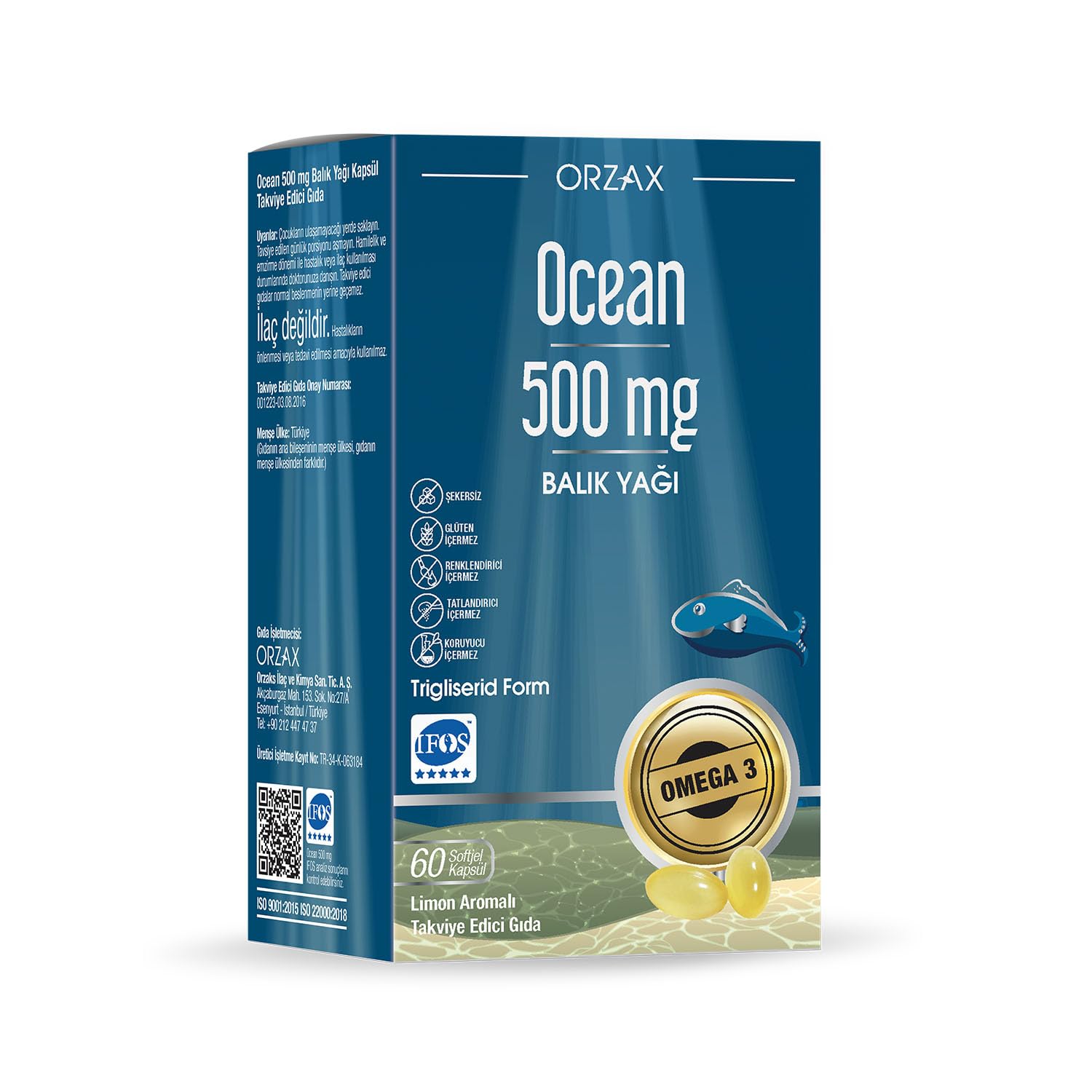 Ocean 500 mg Balık Yağı 60 Softjel Kapsül