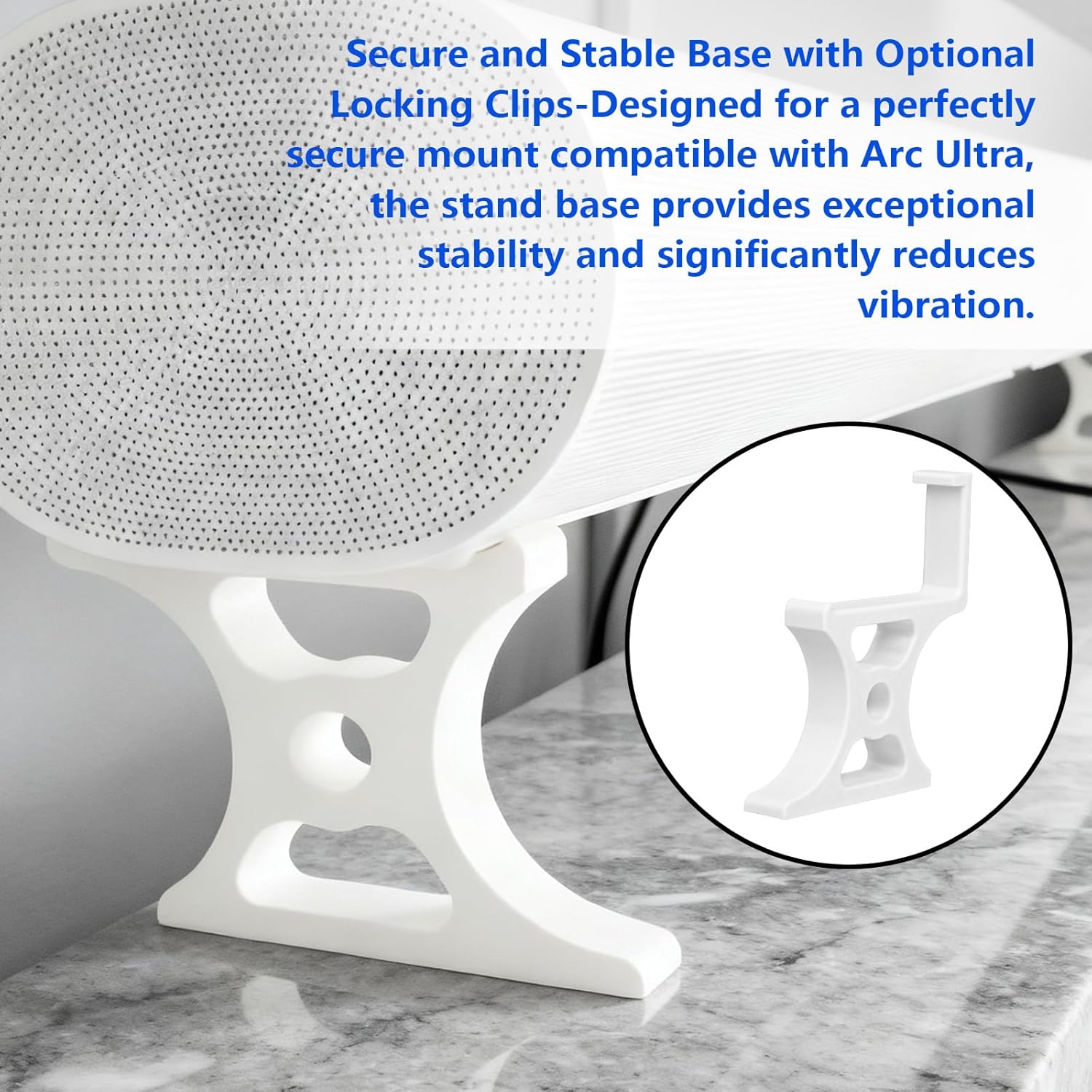 Soundbar Stand for Sonos Arc Ultra with 3 Height Adjustments(25mm-75mm), Sturdy Riser Base for TV & Shelf, Prevents Audio Blockage, Tool-Free Installation (75mm White)