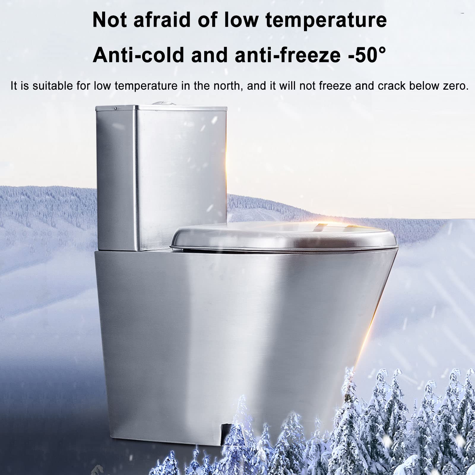 Toilette da bagno commerciale in acciaio inox 304 – doppio scarico, alta efficienza monopezzo, risparmio idrico, sedile con chiusura ammortizzata, copertura e copertura in PP, drenaggio a