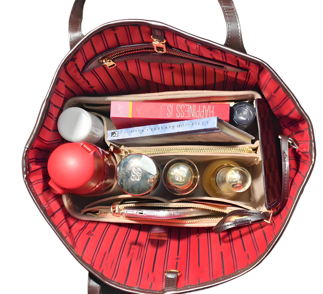 YXBQueen Trucco Organizzatore Borsa in Feltro Felt Cosmetico Inserisci Organizer Borsa per Viaggi Toiletry Stoccaggio Cachi Borse Fare Up personalizzate per le Donne