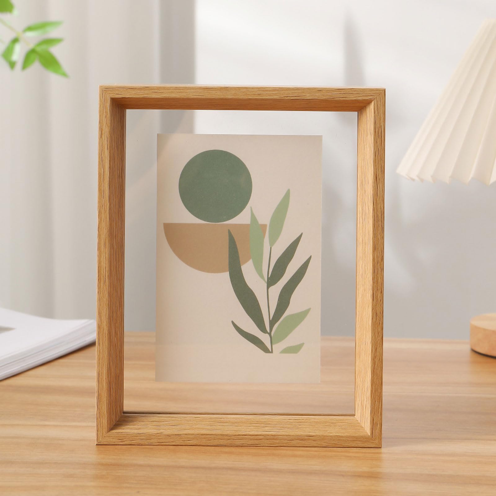 Machtiging Floating Frame Double Sided,Floating Glass Frames,Wooden Frame,Floating Frame For Canvas,A4 Frame Wood,Leaf Specimen Photo Frame,Dust-Proof,Clear,Double-Sided,For Photos,Poster,Artworks