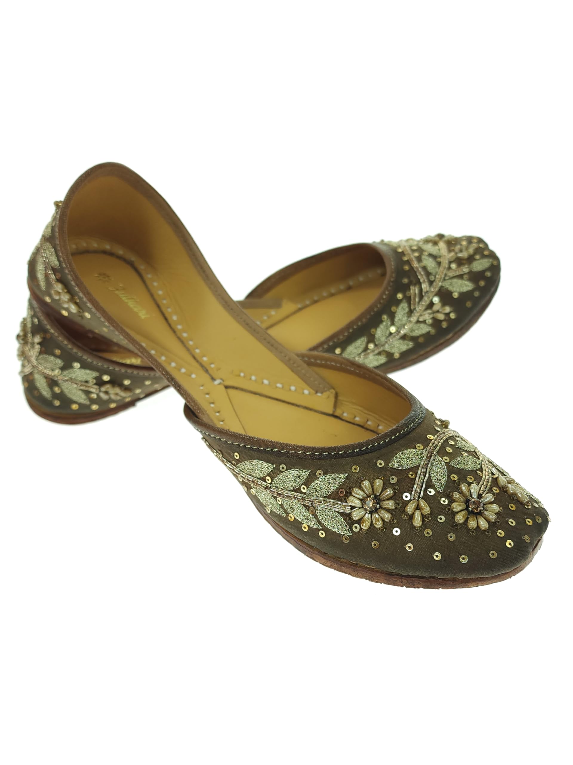 fulkari Women Susan Genuine Soft Leather Embroidered Jutis | Bite and Pinch Free Jutti | Punjabi Formal Juttis | Girl's Wedding Flat Ladies Mojari | Formal Ethnic Juti |-picture-38