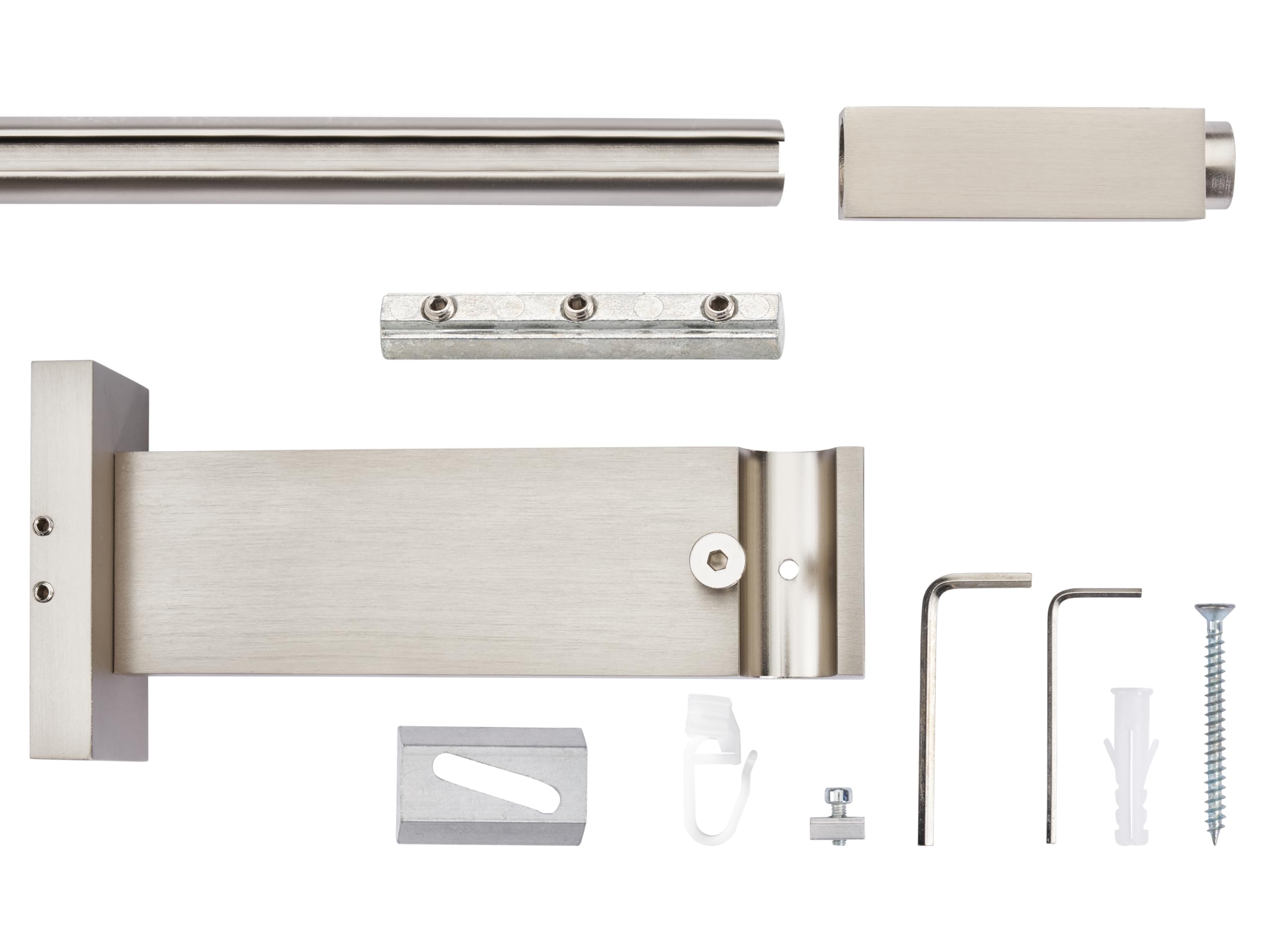 16 mm - Tringle à rideaux 1 voie - Supports muraux next 13 - Embout central - Aspect acier inoxydable élégant - 330 cm