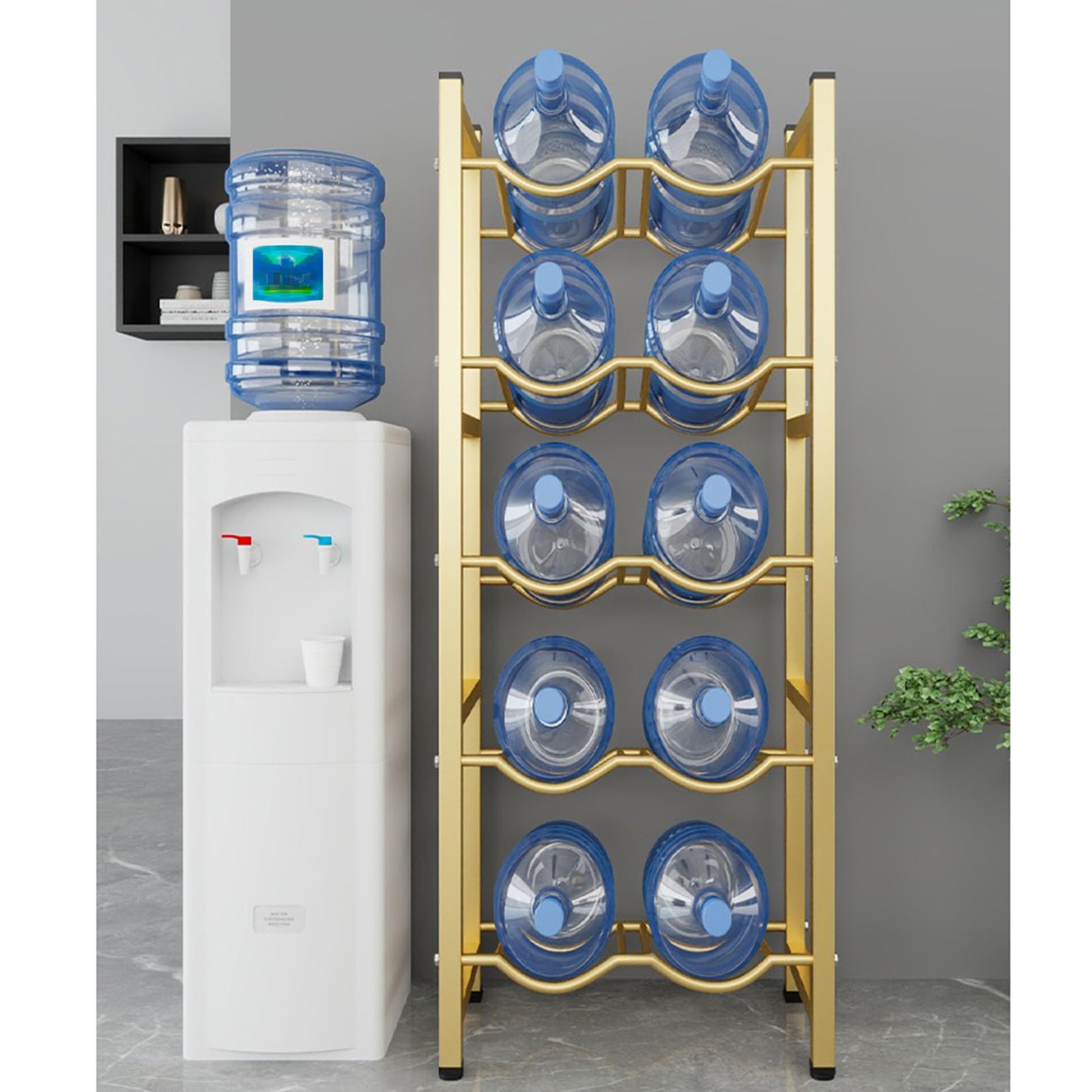 Soporte y dispensador de botellas de agua de alta resistencia – Estante de 5 galones para cocina, oficina, despensa, garaje y almacén – Solución de almacenamiento de enfriador de agua