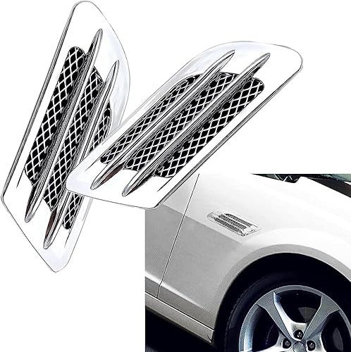 2 piezas de cubierta de salida de aire del capó del motor, calcomanías de ventilación de malla lateral del automóvil, 8.6 x 3 pulgadas, ventilación