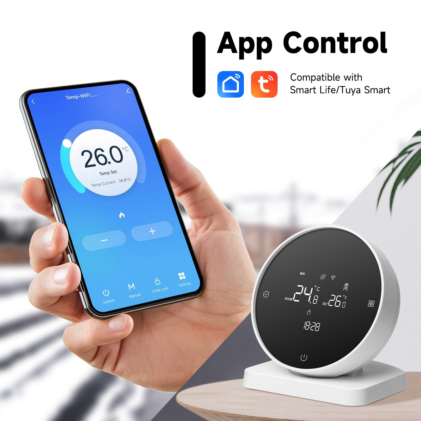 Thermostat WiFi sans fil pour chaudière à gaz Tuya WiFi Thermostat pour chaudière à gaz Contrôle vocal APP Travail pour la maison