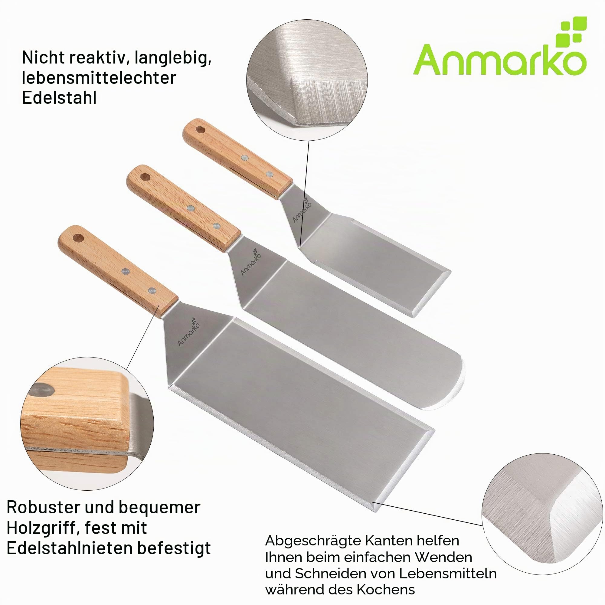 Professionelles Pfannenwender-Set – Edelstahl-Pfannkuchenwender und Grillschaber, 10,2 x 20,3 cm, übergroßer Hamburgerwender, ideal für Grill und Flat-Top-Grill, handelsübliche Qualität