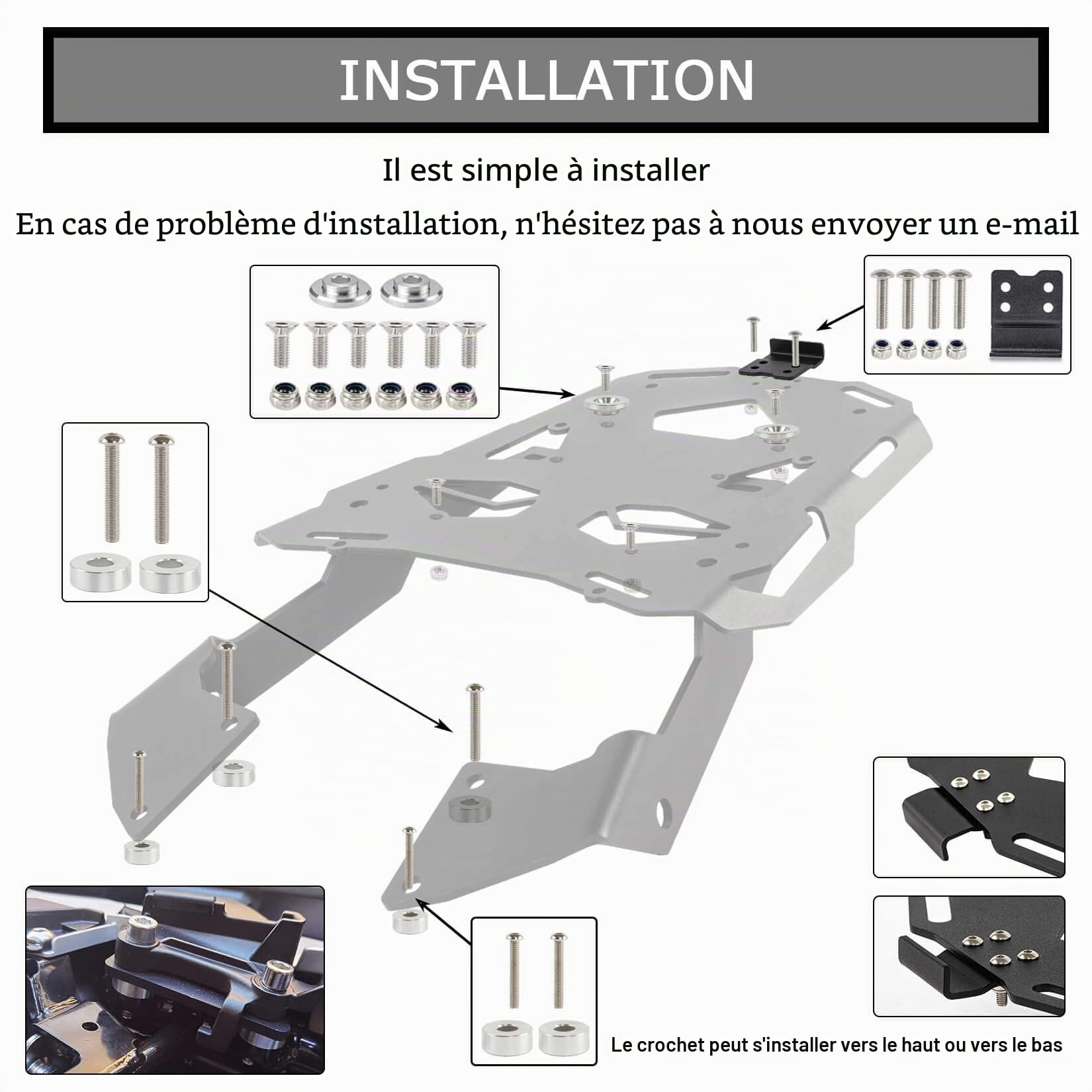 PSLER Porte-Bagages pour CB500X 2013-2023 et pour CB400X 2021-2023 et pour CB500F 2013-2018 et pour NX400 NX500 2024, Arrière Transporteur Accessoires Moto